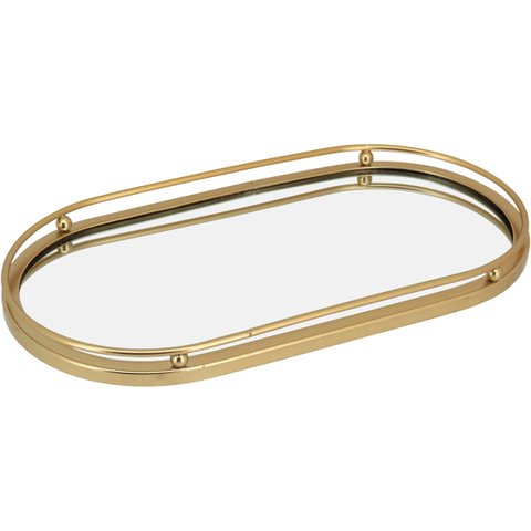 Bandeja Decorativa para Servir Lavabo Espelhado Metal 2x14x27cm Dourado