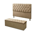 Ver imagem 1 de Kit Cabeceira com Baú Mirage Capitonê 195 cm Suede Bege - Biselo's Decor