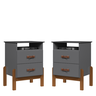 Kit 2 Mesas de Cabeceira Cama Quarto Mini Cômoda Gaveteiro com Puxador em Couro Sonetto - Cinza - 9