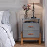 Kit 2 Mesas de Cabeceira Cama Quarto Mini Cômoda Gaveteiro com Puxador em Couro Sonetto - Cinza - 4