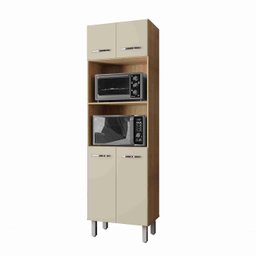 Torre Quente Paneleiro Mara com 2 Nichos para Forno e Microondas - Savana/off-white - 2
