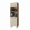 Torre Quente Paneleiro Mara com 2 Nichos para Forno e Microondas - Savana/off-white - 2