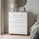 Ver imagem 2 de Cômoda Suíça com 4 Gavetas Corrediças Metálicas Pés em Madeira Design Moderno para Quarto - Branco