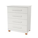 Ver imagem 1 de Cômoda Suíça com 4 Gavetas Corrediças Metálicas Pés em Madeira Design Moderno para Quarto - Branco