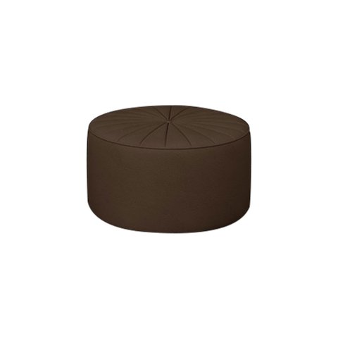Puff Decorativo Sala De Estar Round PU Marrom - Gran Belo