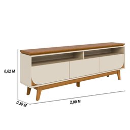 Rack Bancada 3 Gavetas Tvs até 75 Polegadas Selene - Cinamomo/off White - 2