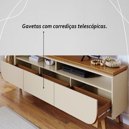 Rack Bancada 3 Gavetas Tvs até 75 Polegadas Selene - Cinamomo/off White - 4