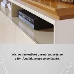 Rack Bancada 3 Gavetas Tvs até 75 Polegadas Selene - Cinamomo/off White - 6