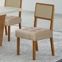 Ver imagem 2 de Kit 8 Cadeiras para Sala de Jantar Pés em Madeira Maciça Liz Bege/Cinamomo/Veludo