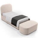 Ver imagem 1 de Cabeceira Cama Box 100cm Lanna com Puff Recamier Doha W01 Suede Bege - Lyam Decor