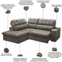 Ver imagem 4 de Sofá 3 Lugares Retrátil Reclinável Chaise Esquerdo 243cm Solin F04 Veludo Marrom Claro - Lyam