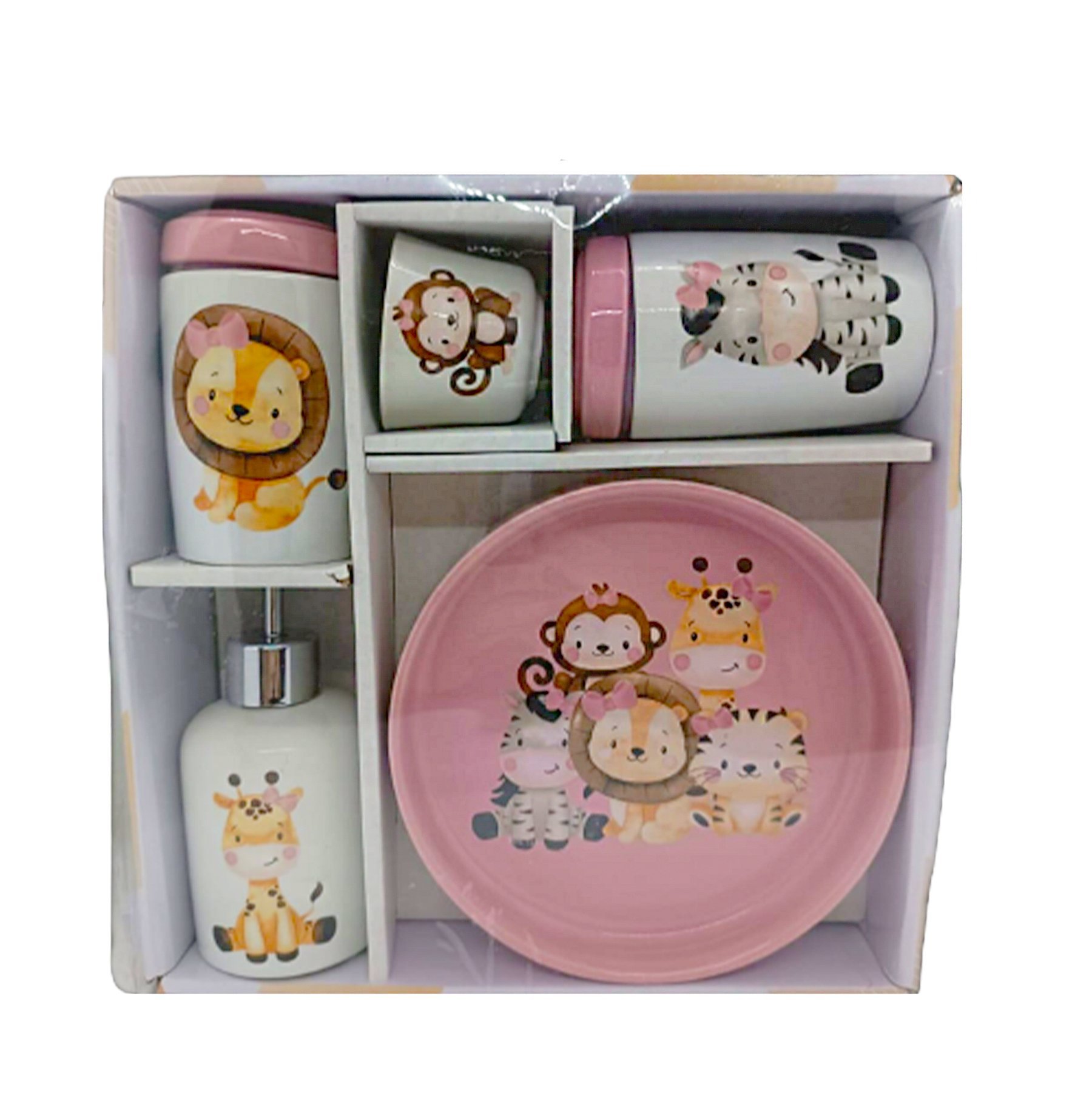 Kit Banheiro Infantil Natureza Divertida Porcelana 5 Peças - 5