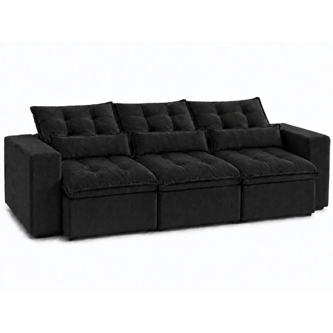 Sofá Master 2,75m Retrátil e Reclinável - 3 Módulos:Preto