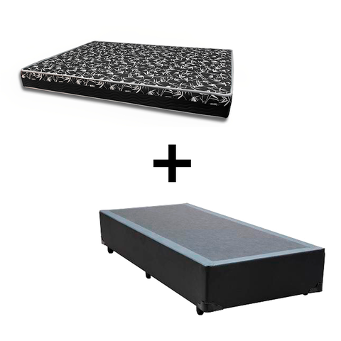 Cama Box Solteiro 88 Tecido Sintético Preto com Colchão Belize Bello Box - D33 Preto 57x88x188