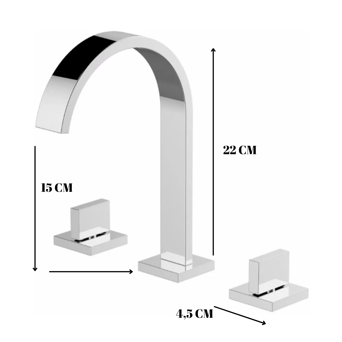 Torneira Misturador Duplo Comando para Banheiro Lavabo Lavatório Preto Fosco Black Matte Metal Premi - 3