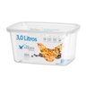 Kit 03 Potes Transparente Grande Volare Rischioto 3l - 2l - 1,2l - Marmita Presidio Comida Retangula - 2