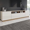 Ver imagem 1 de Rack TV Celen 89 pol 200cm MDF-MDP 3 Portas Off White e Cinamomo Mpozenato