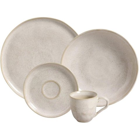 Aparelho de Jantar 16 Peças Porto Brasil Cerâmica Off White Bio Latte Mesa Posta