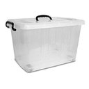 Ver imagem 2 de Caixa Organizadora / Container Plástico Transparente com Rodízio 55 Lts | Plasnew