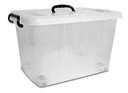 Ver imagem 2 de Caixa Organizadora / Container Plástico Transparente com Rodízio 55 Lts | Plasnew