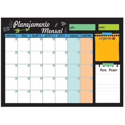 Quadro Planejador Mensal e Agenda Basic 29x40cm Metal