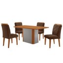 Ver imagem 2 de Mesa de Jantar Isadora Mdf com 4 Cadeiras Moderna Mobilia Veludo Marrom/naturalle Laminado