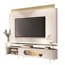 Ver imagem 1 de Rack Bancada Ária com Painel Suspenso Nobre Champanhe Off White - Hb Móveis