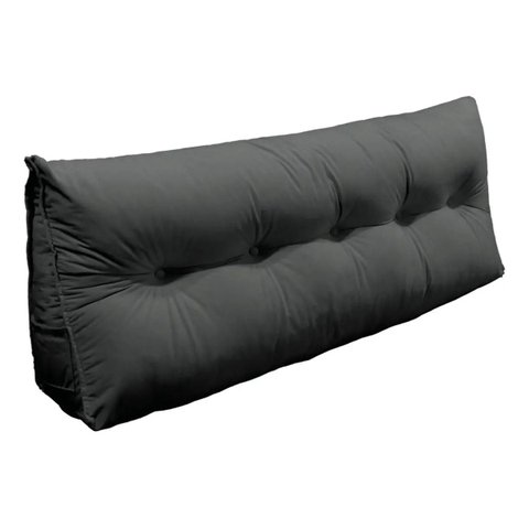 Almofada Cabeceira Mel Cama Casal 140cm Encosto Suede:Cinza-Escuro/Suede