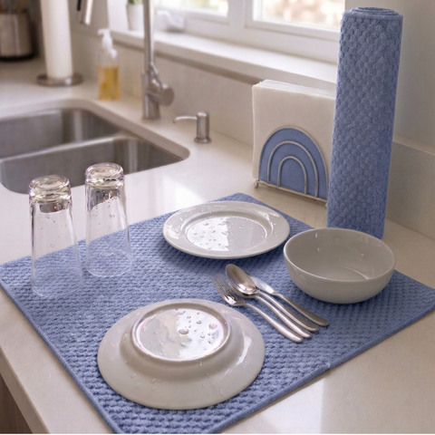 Tapete Aparador Louça Escorredor Alta Absorção 45x40 cm:Azul Escuro