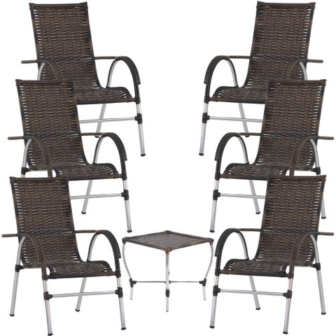 Jogo 6 Cadeiras e Mesa para Área Varanda Vênus Trama Original