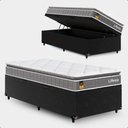Ver imagem 1 de Cama Box Baú Solteiro Preto + Colchão Life D33 Pillow Top 61x88x188cm Cinza - e-Shop Casa