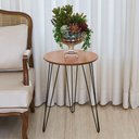 Ver imagem 1 de Mesa Lateral De Canto Redonda Industrial Pé De Ferro - Bege