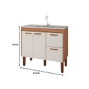 Ver imagem 5 de Armário de Cozinha 94cm 100% MDF 2 Gavetas e 2 Portas Balcão:Freijó/Off White