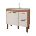 Ver imagem 1 de Armário de Cozinha 94cm 100% MDF 2 Gavetas e 2 Portas Balcão:Freijó/Off White