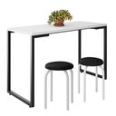 Ver imagem 1 de Mesa de Cozinha Bistrô Porto Branco 120cm com 2 Banquetas Industriais Maviê Preto/branco - Mpozenato