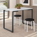 Ver imagem 2 de Mesa de Cozinha Bistrô Porto Branco 120cm com 2 Banquetas Industriais Maviê Preto/branco - Mpozenato