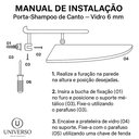 Ver imagem 7 de Kit 03 Porta Shampoo Canto Prateleira Vidro Temp. 6mm