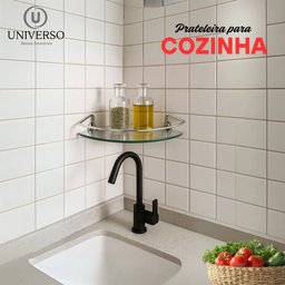 Kit 03 Porta Shampoo Canto Prateleira Vidro Temp. 6mm - 7