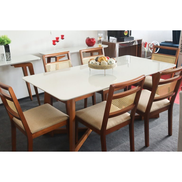 Sala de Jantar Madeira Maciça com 6 Cadeiras 2,0x0,90 metros - Luna - Art Salas Sala de Jantar Madeira Maciça com 6 Cadeiras 2,0x0,90 metros - Luna - Art Salas