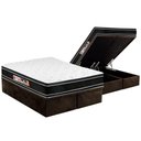 Ver imagem 1 de Cama Box Baú King: Colchão Espuma D33 Castor Black e White Double Face + Base CRC Suede Brown(