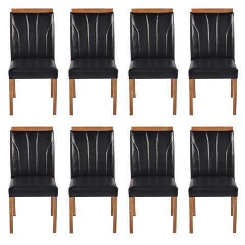 Kit 8 Cadeiras Decorativas Sala de Jantar Luxo Analice Facto Preto - Mozzelar