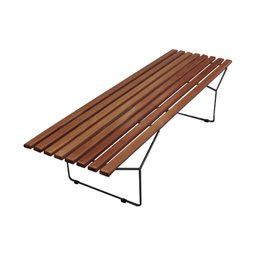 Banco Bertoia Ripado em Madeira Imbuia Base Preta - 3