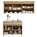 Ver imagem 4 de Cozinha Completa Modulada 3 Peças 5 Portas 2 Gavetas 100% MDF Realeza Premium Bege/Carvalho/Greige