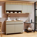 Ver imagem 1 de Cozinha Completa Modulada 3 Peças 5 Portas 2 Gavetas 100% MDF Realeza Premium Bege/Carvalho/Greige