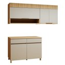 Ver imagem 2 de Cozinha Completa Modulada 3 Peças 5 Portas 2 Gavetas 100% MDF Realeza Premium Bege/Carvalho/Greige