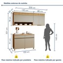 Ver imagem 3 de Cozinha Completa Modulada 3 Peças 5 Portas 2 Gavetas 100% MDF Realeza Premium Bege/Carvalho/Greige