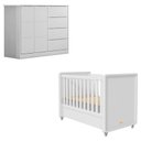 Ver imagem 1 de Berço Americano Tutto New e Cômoda Infantil Eloá Branco Acetinado – Phoenix Baby