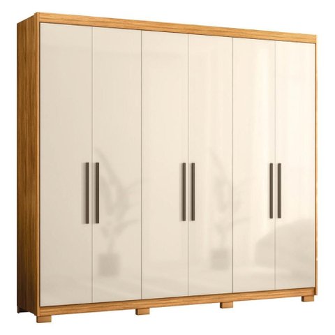 Guarda Roupa Venice 6 Portas, 4 Gavetas e 3 Cabideiros Cinamon Touch/off White com Pés - Demóbile