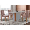 Ver imagem 1 de Conjunto: Mesa de Cozinha Pietá C/ Tampo Madeirado C/ Vidro Canto Curvo 120x80cm e 4 Cadeiras Dafne
