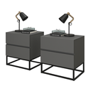 Ver imagem 3 de Kit 2 Mesas de Cabeceira 60cm Estilo Industrial Compacto e Funcional Base Preto